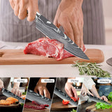5/8Pcs/10Pcs Kitchen Knives Japanese Stainless Steel Chef Knife Damascus Laser Pattern Slicing Santoku Kitchen Knife Set