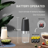 Gravity Electric Pepper and Salt Grinder Mill Adjustable Coarseness Battery Powered with Blue LED Light